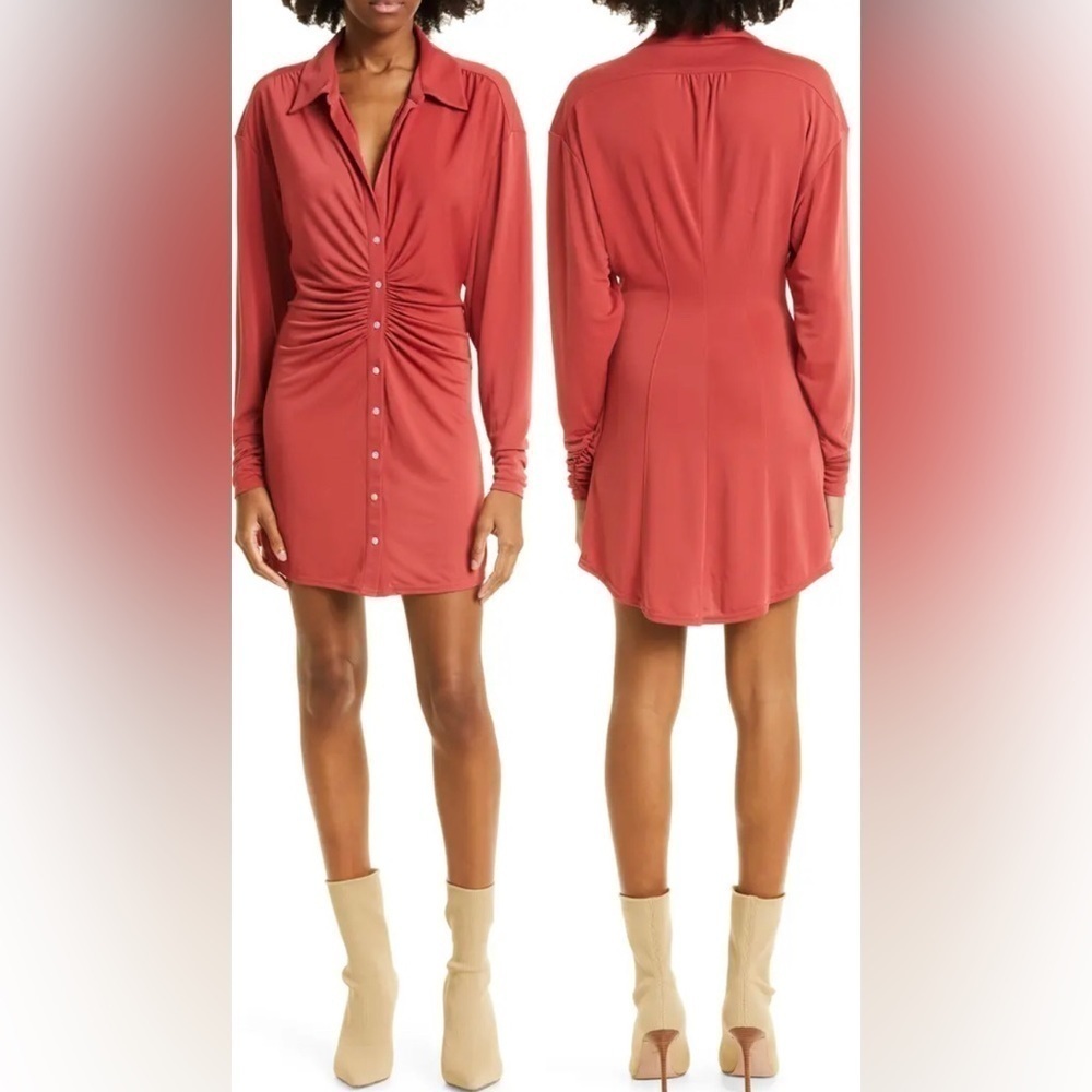 Cinq a sept Arden Ruched Long Sleeve Shirtdress XXS (NWOT)